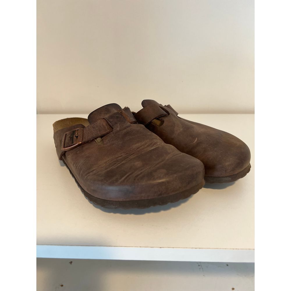 Birkenstock Boston Brown Leather Clogs‎ Slip On Comfort Shoes Size 40
